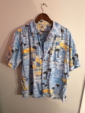 Joe Marlin Shirt Mens XXL Hawaiian Button Up Tropical Beach